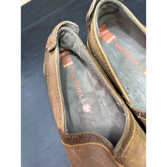 Merrell Womens Size 5 Slip-On Distressed Brown Leather Casual Flats Shoes - Picture 3 of 9